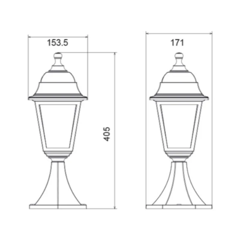 Square BOLLARD LAMP PLGP3R – ACA Lighting garden bollard in antique brown, 1x40W
