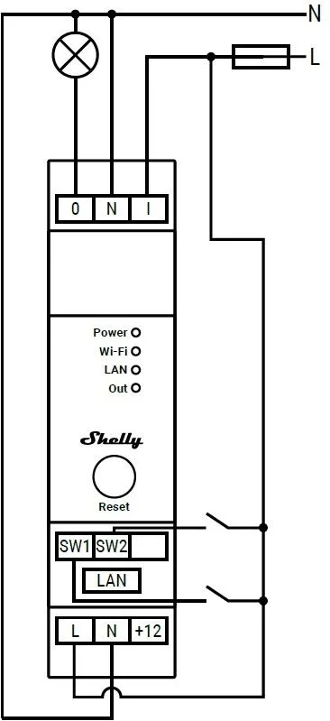 Импулсно Smart реле 1х On/Off 16A с мерител за DIN монтаж Shelly PRO 1PM