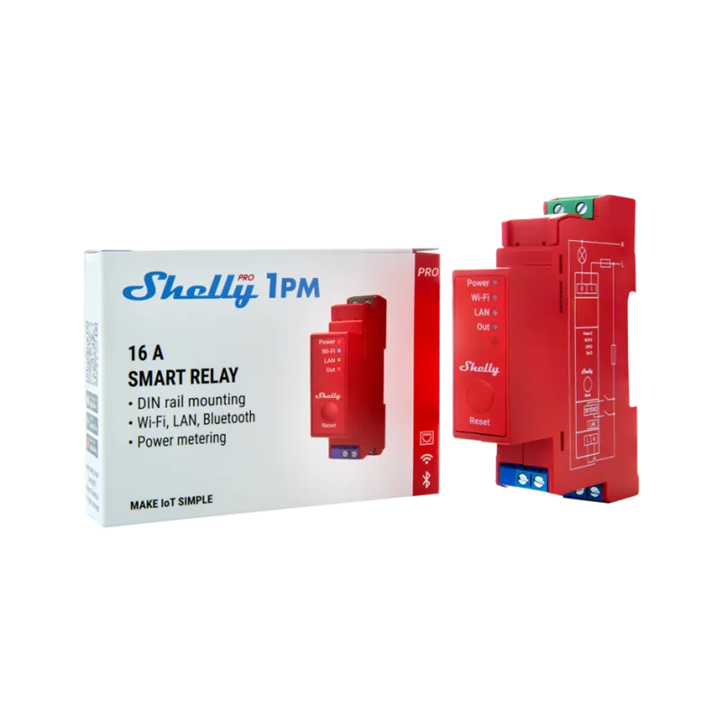 Импулсно Smart реле 1х On/Off 16A с мерител за DIN монтаж Shelly PRO 1PM