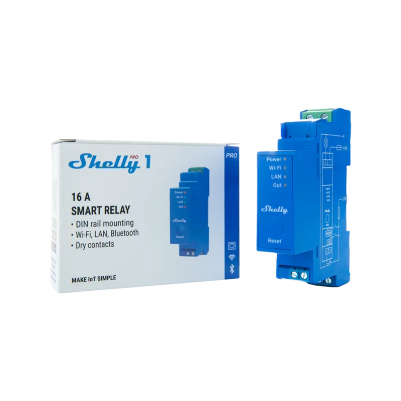 Импулсно Smart реле 1х On/Off 16A за DIN монтаж Shelly PRO 1