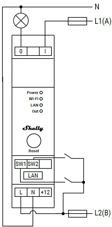 Импулсно Smart реле 1х On/Off 16A за DIN монтаж Shelly PRO 1