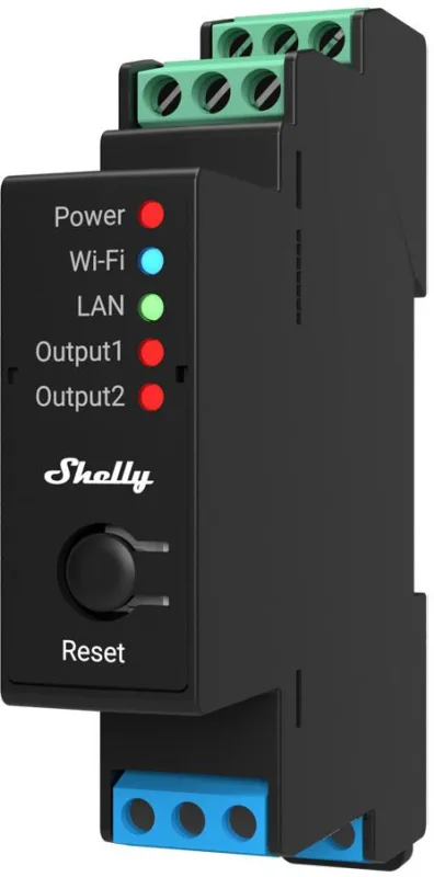 Shelly Импулсно Smart реле 2х On/Off 16A (25A) за DIN монтаж Shelly PRO 2