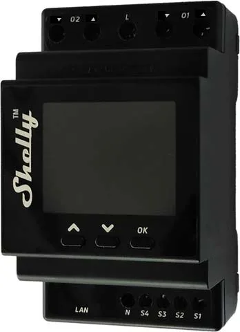 Импулсно Smart реле 2х щори 16A (40A) с мерител за DIN монтаж Shelly PRO Dual Cover PM