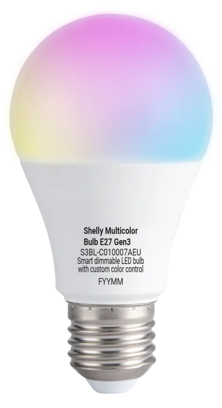 Shelly Лампа LED 8.5W RGBW E27 A60 806lm 200° димируема 15000h Shelly Multicolor Bulb