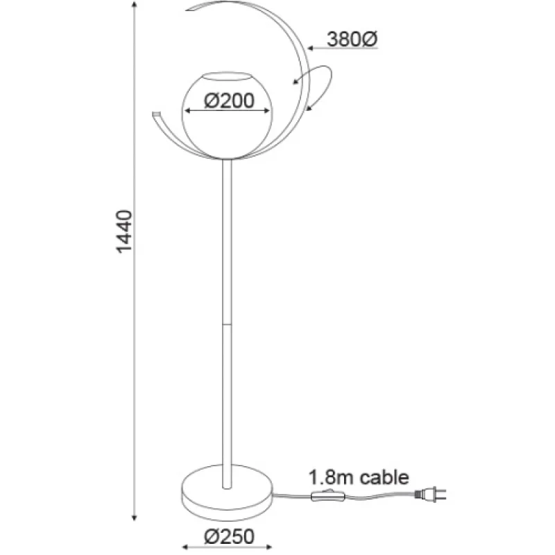 Iparelle DCR17501F – ACA Lighting floor lamp, 1X60W