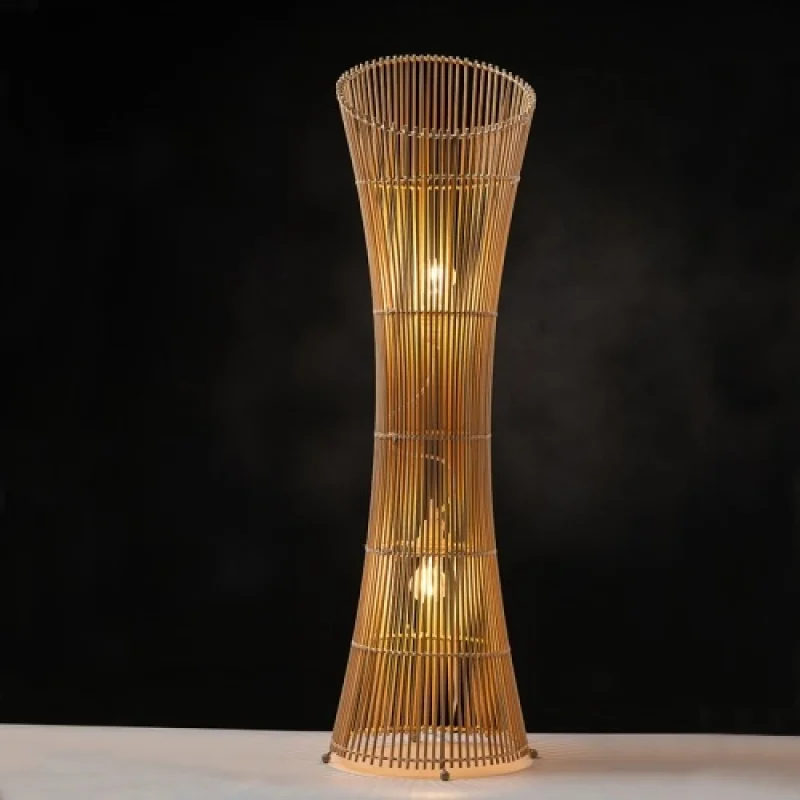 Подови лампи (Лампион) Symi BAMBOO FLOOR LAMP 1 x HX1040F – ACA Lighting лампион в бежов, 2X20W