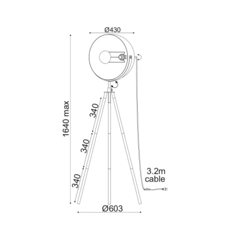 Camara ML306681FBG – ACA Lighting floor lamp in black, 1X60W