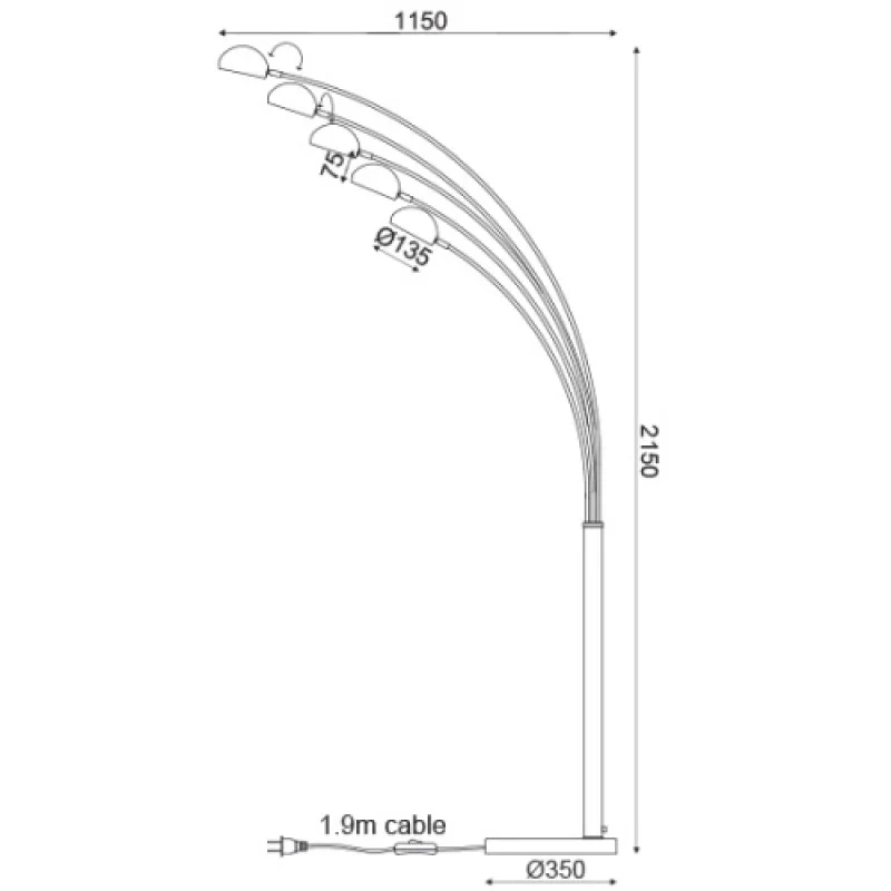 Markella ML312461FC – ACA Lighting floor lamp in white, 5X60W