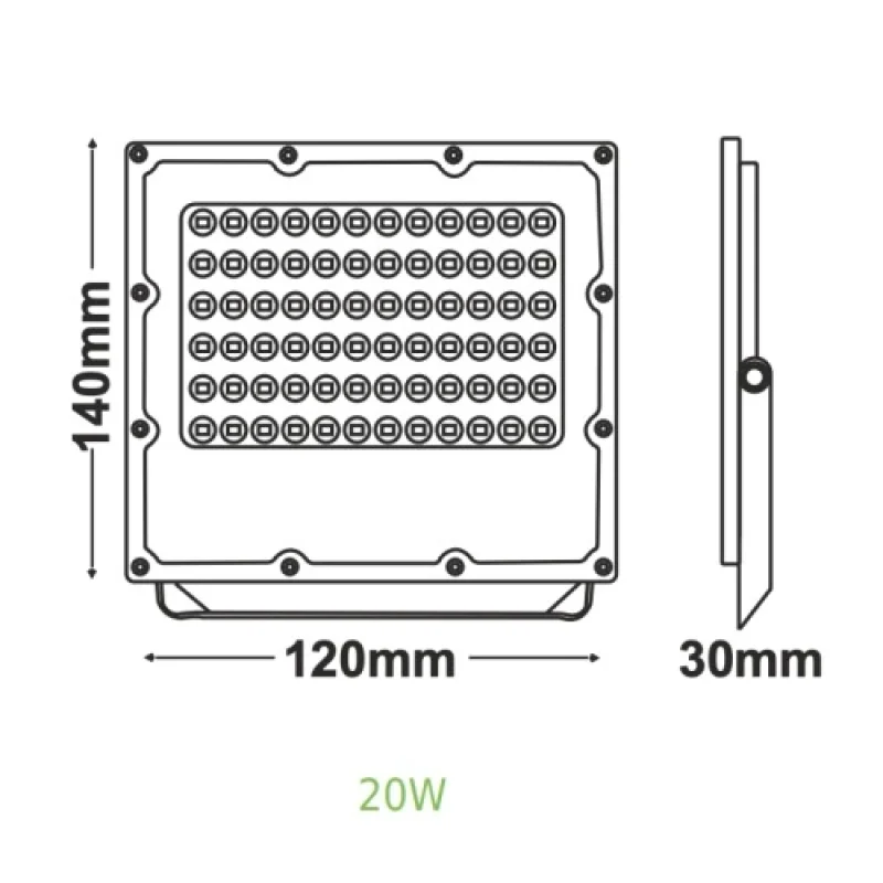 20w 4000K IP65 J2040 – ACA Lighting LED фасаден прожектор в черен, 20W, 4000K