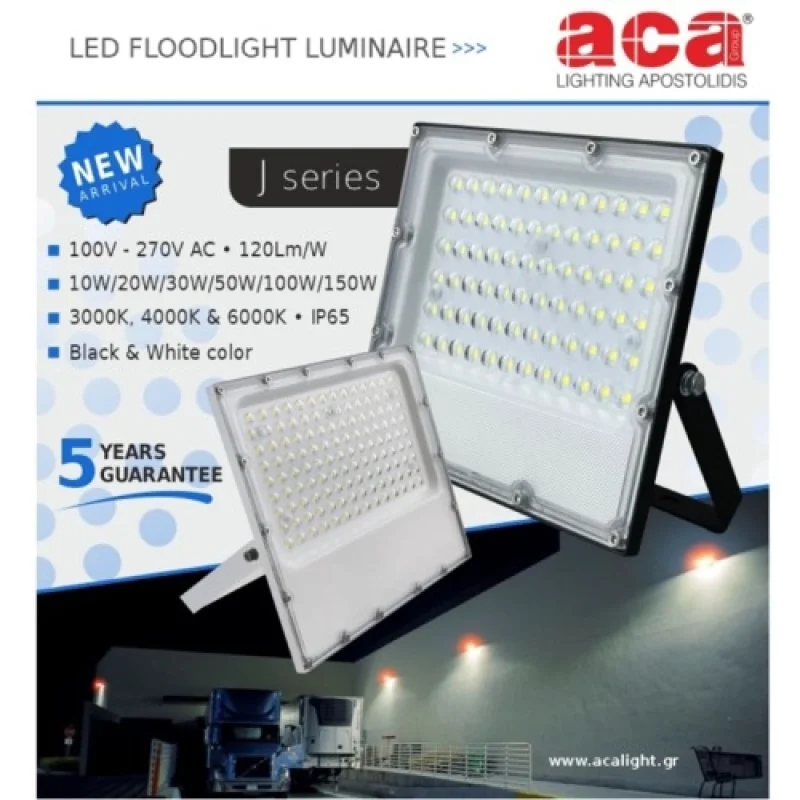 50w 3000K IP65 J5030 – ACA Lighting LED фасаден прожектор в черен, 50W, 3000K