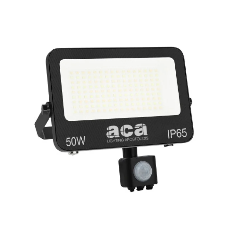 Floodlights ACA Lighting N50CCTS – LED facade floodlight with motion sensor in black, 50W, 3000K