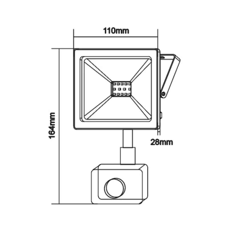 ACA Lighting Q2040WS – LED фасаден прожектор с датчик за движение в бял, 20W, 4000K