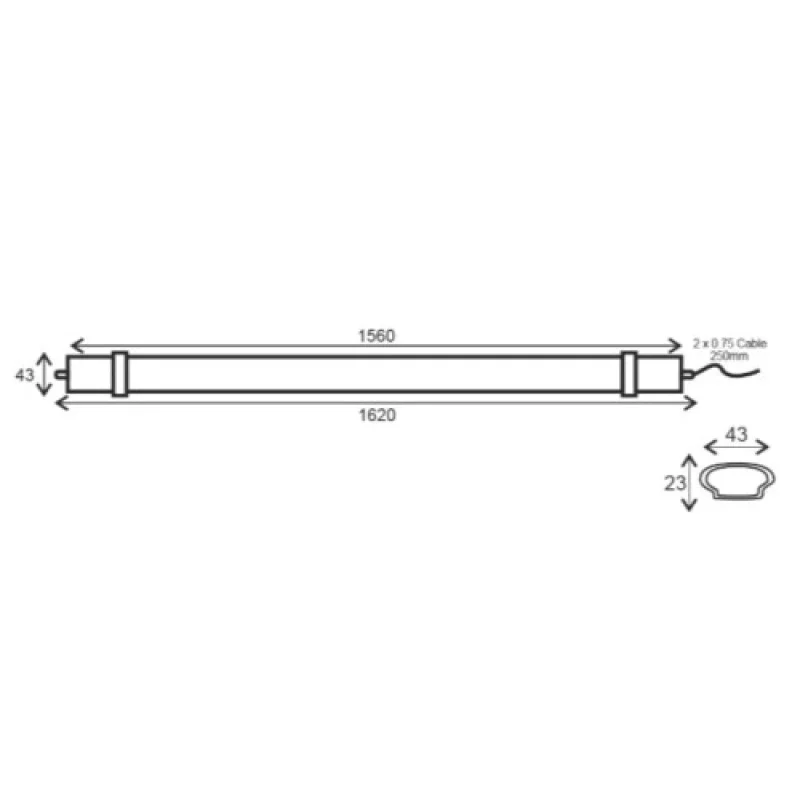 45w 3000K IP66 T TETE4530 – ACA Lighting LED линейно тяло в бял, 1X45W, 3000K