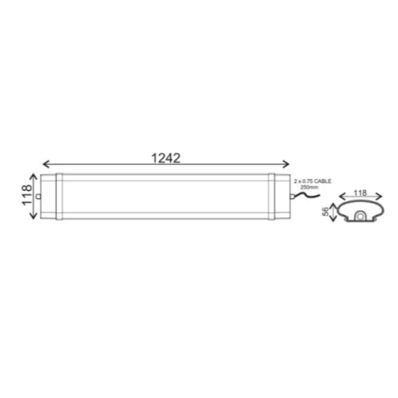 120w 4000K IP6 TETEH12040 – ACA Lighting LED линейно тяло в бял, 2X60W, 4000K