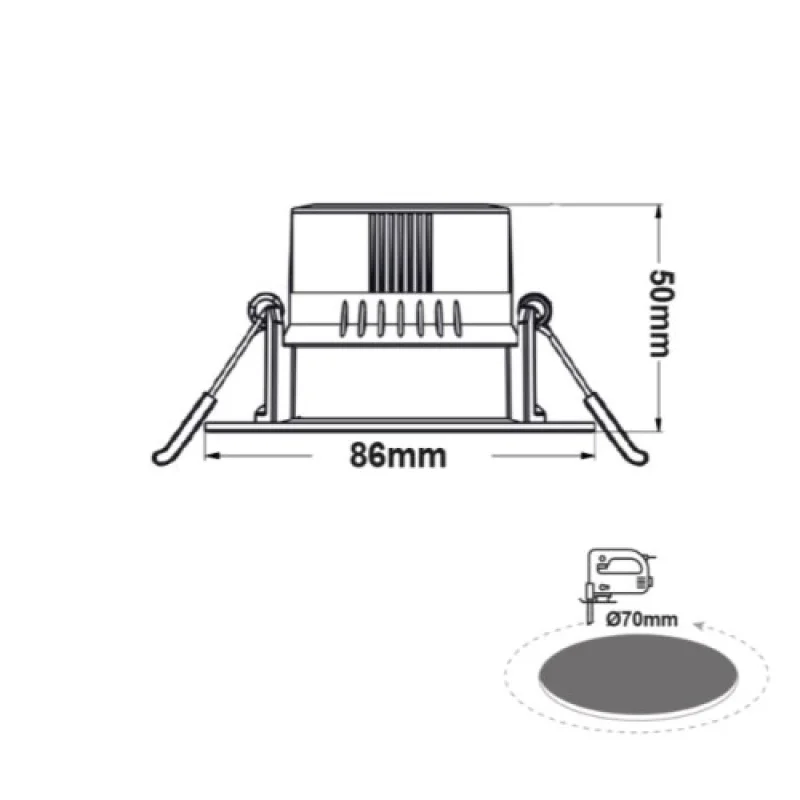 White 3000K FALKO7R – ACA Lighting LED луна за вграждане в бял, 7W, 3000K
