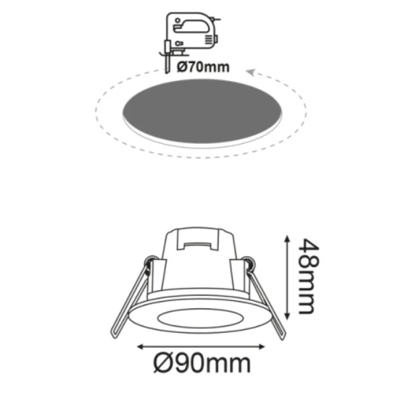 Vera 3000 VERA530RWN – ACA Lighting LED downlight for recessed mounting in white, 1X5W, 3000K, IP65