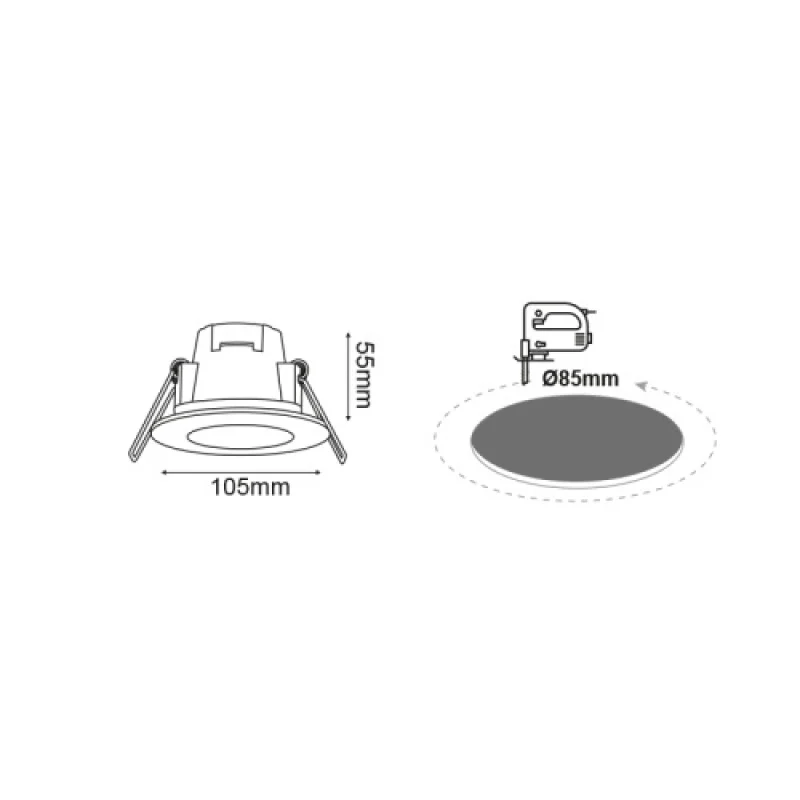Vera 3000K VERA830RW – ACA Lighting LED downlight for recessed mounting in white, 1X8W, 3000K, IP65