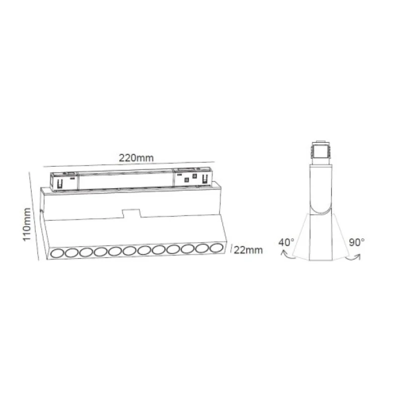 ACA Lighting MEYEM1230B – LED осветително тяло за магнитна шина в черен