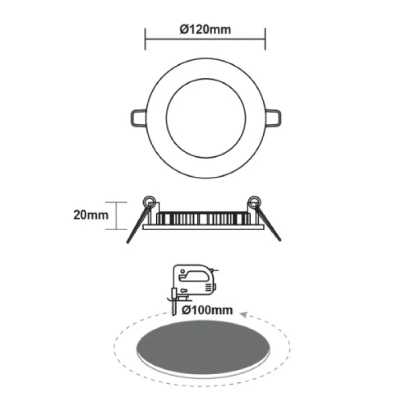 6w 4000K PENU640RW – ACA Lighting LED panel for recessed mounting in white, 1X6W, 4000K, IP20