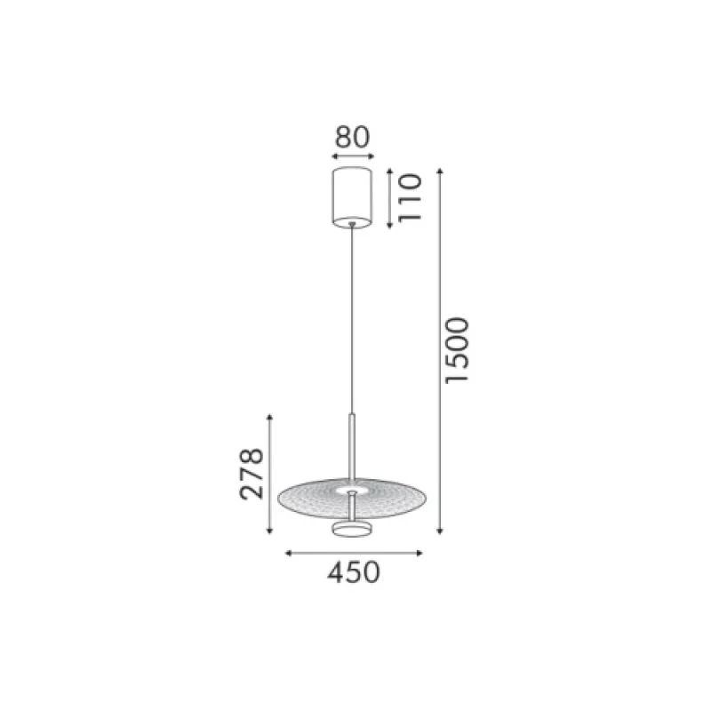 Lofty SATIN BRASS BD379A450PGD – ACA Lighting LED pendant in matt, 8W, 2700K