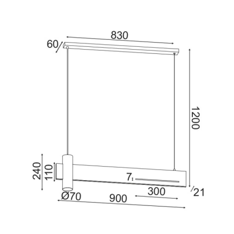 Linea DCR21LEDP90B – ACA Lighting пендел в черен мрамор, 1X18W, 3000K