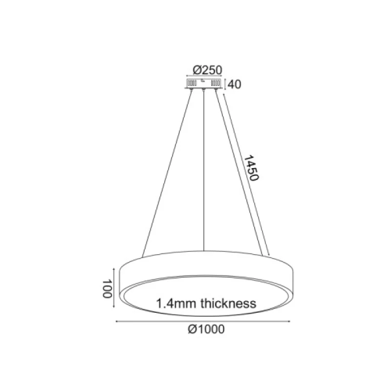100w 3000K-400 HM29LEDP100BKCCT – ACA Lighting LED pendant in black matt, 100W, 3000K