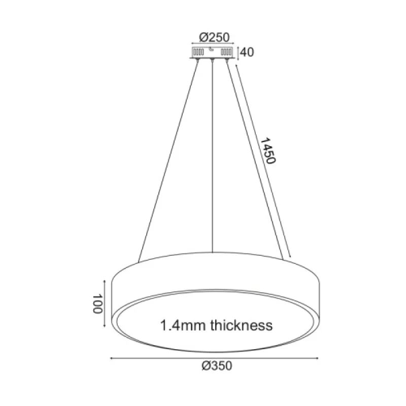 32w 3000K-4000- HM29LEDP35BKCCT – ACA Lighting LED пендел в черен мат, 32W, 3000K