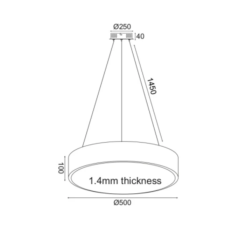 50w 3000K-4000- HM29LEDP50BKCCT – ACA Lighting LED pendant in black matt, 50W, 3000K