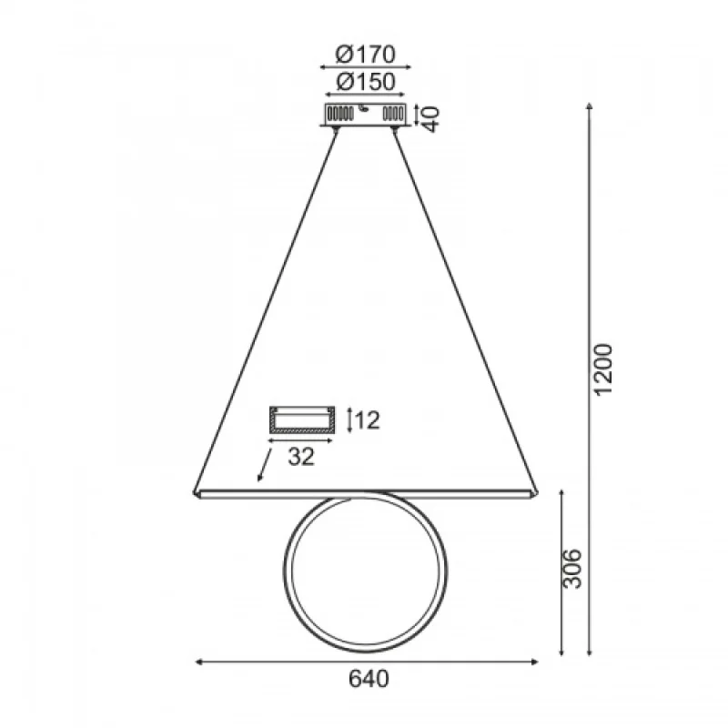 Zero HM98LEDP64CH – ACA Lighting pendant in chrome, 32W, 3000K