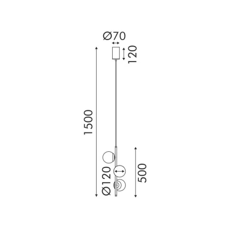Ball 15W 3000K OKN96163BK – ACA Lighting LED пендел, 15W, 3000K