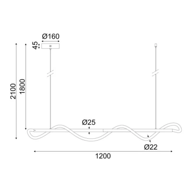 Kyma ZM36LEDP120BK – ACA Lighting LED пендел в черен, 36W, 3000K