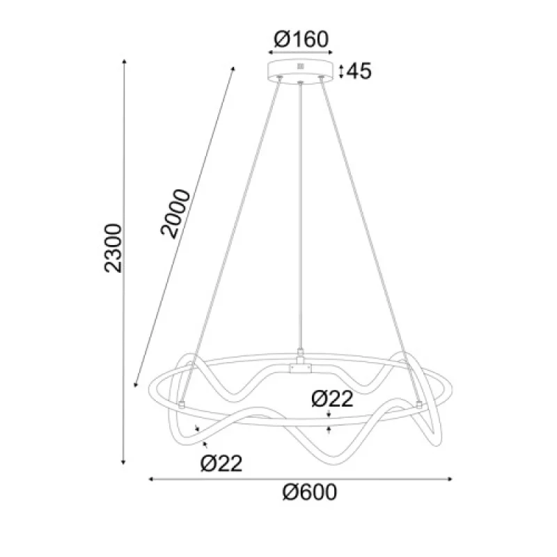 Kyma ZM36LEDP60BK – ACA Lighting LED пендел в черен, 36W, 3000K