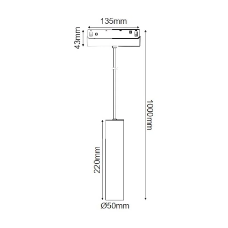 Hube HUBEP930B – ACA Lighting LED пендел за магнитна шина в черен