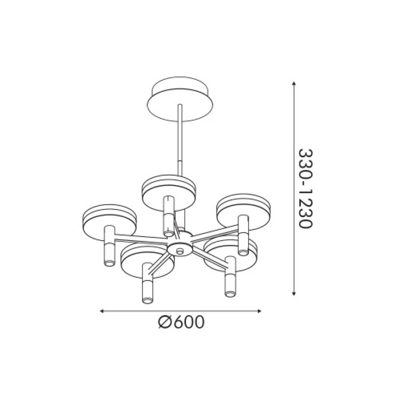 Asian BLACK CHAND CN5P52WBKCCT – ACA Lighting LED полилей в черен мат, 52W, 2700K