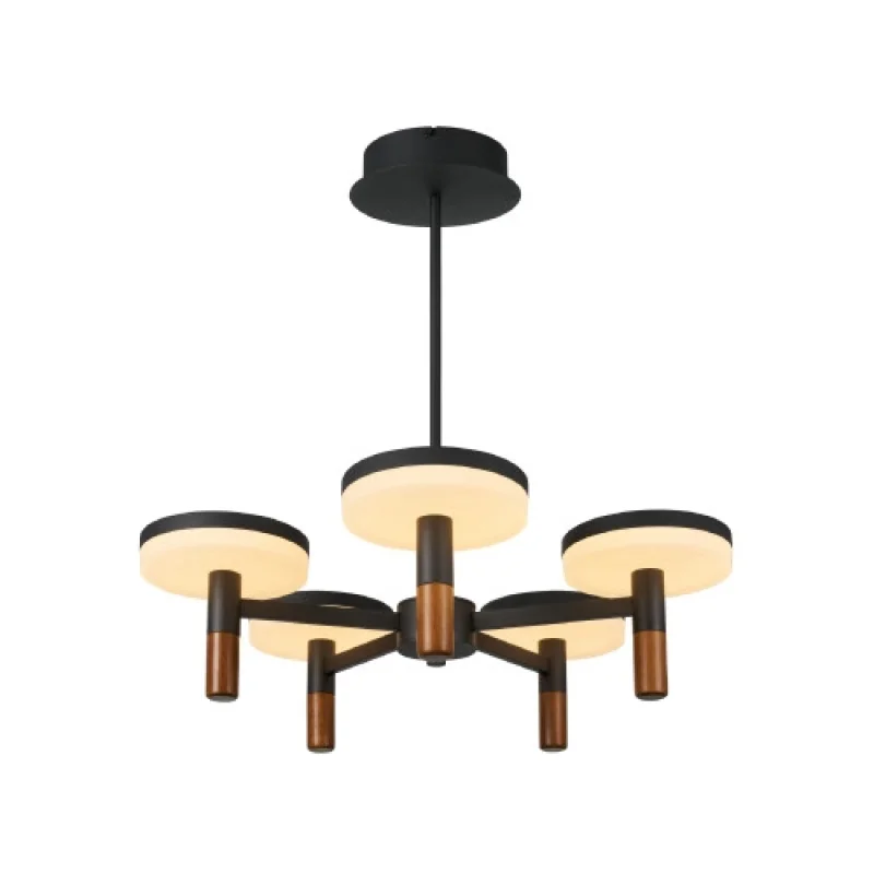 LED пендели и полилеи Asian BLACK CHAND CN5P52WBKCCT – ACA Lighting LED полилей в черен мат, 52W, 2700K