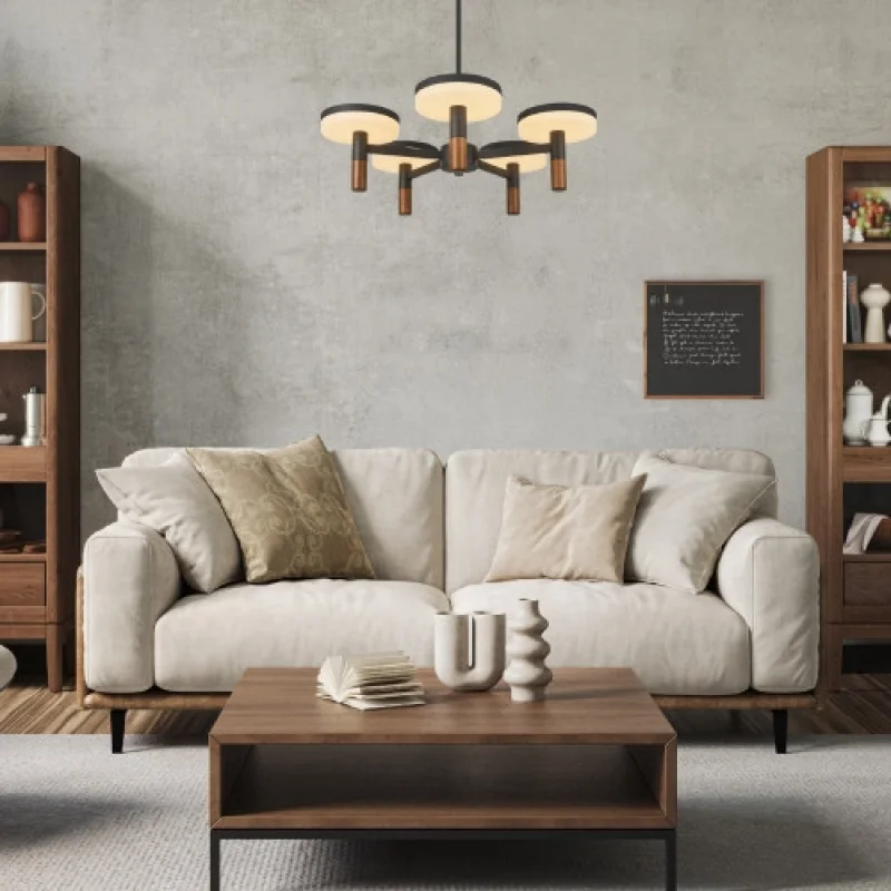 Asian BLACK CHAND CN5P52WBKCCT – ACA Lighting LED полилей в черен мат, 52W, 2700K