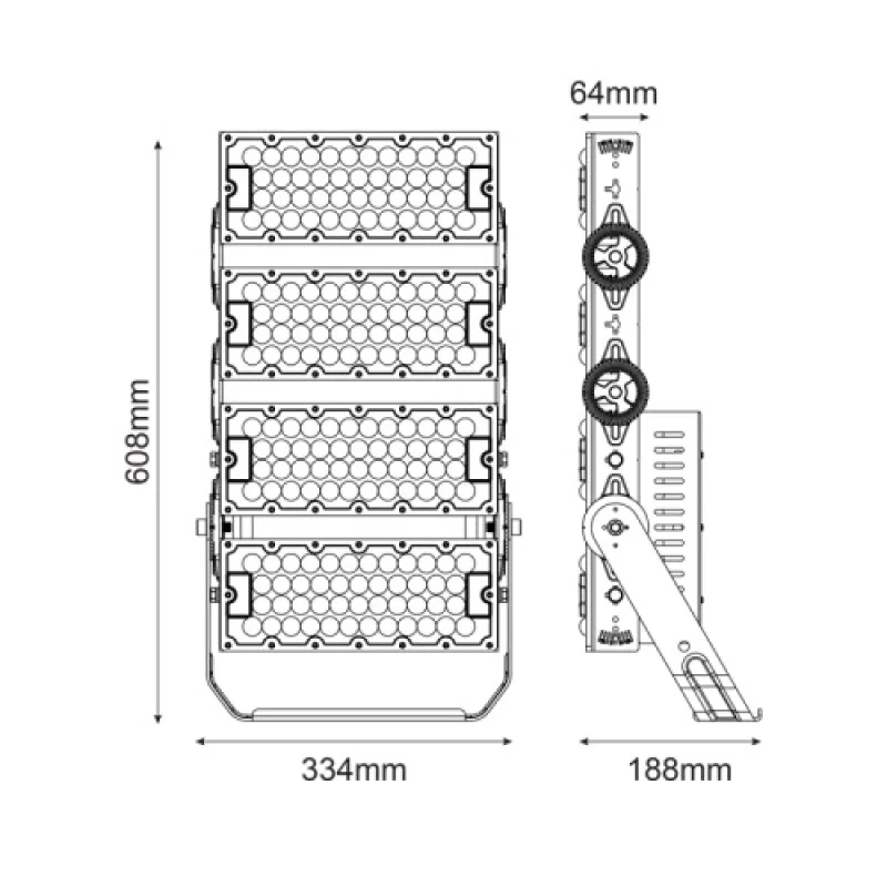Gladiator 480W 5 GLAD4805020 – ACA Lighting LED floodlight in black, 480W, 5000K