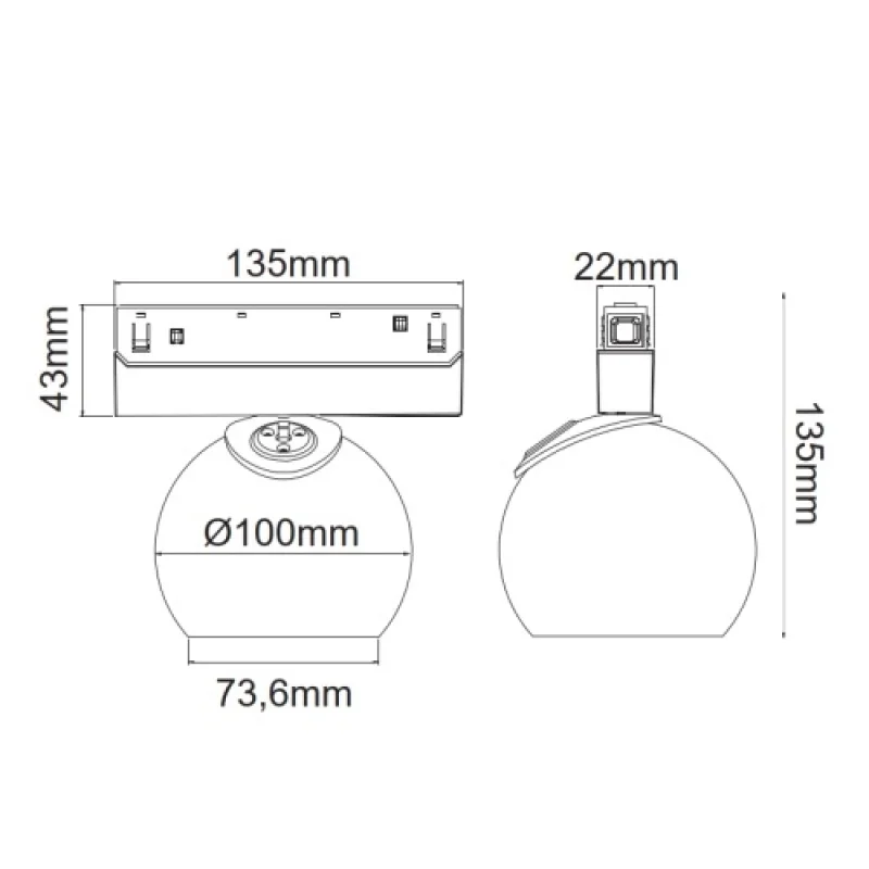 Spot Lighting Modules I IONA1240W – ACA Lighting LED floodlight for magnetic track in white