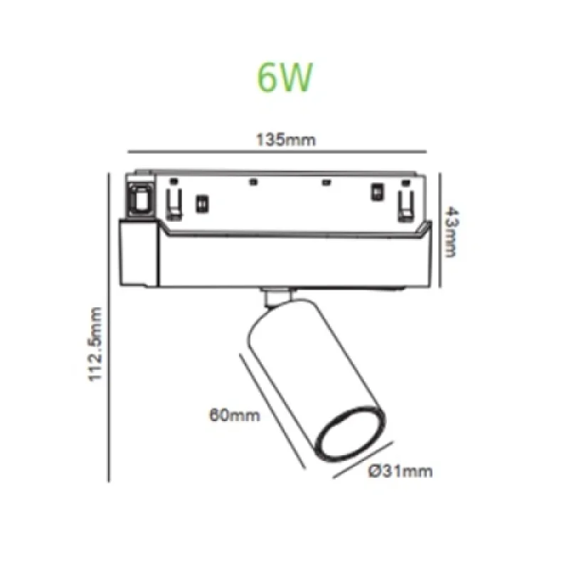 H HUBEM630B – ACA Lighting LED floodlight for magnetic track in black