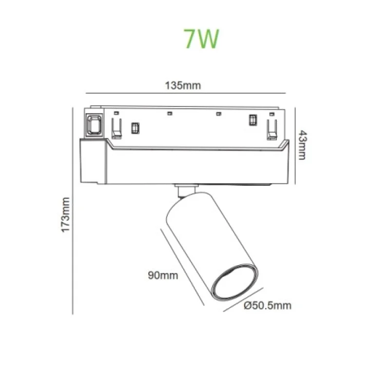 Hu HUBE730B – ACA Lighting LED floodlight for magnetic track in black