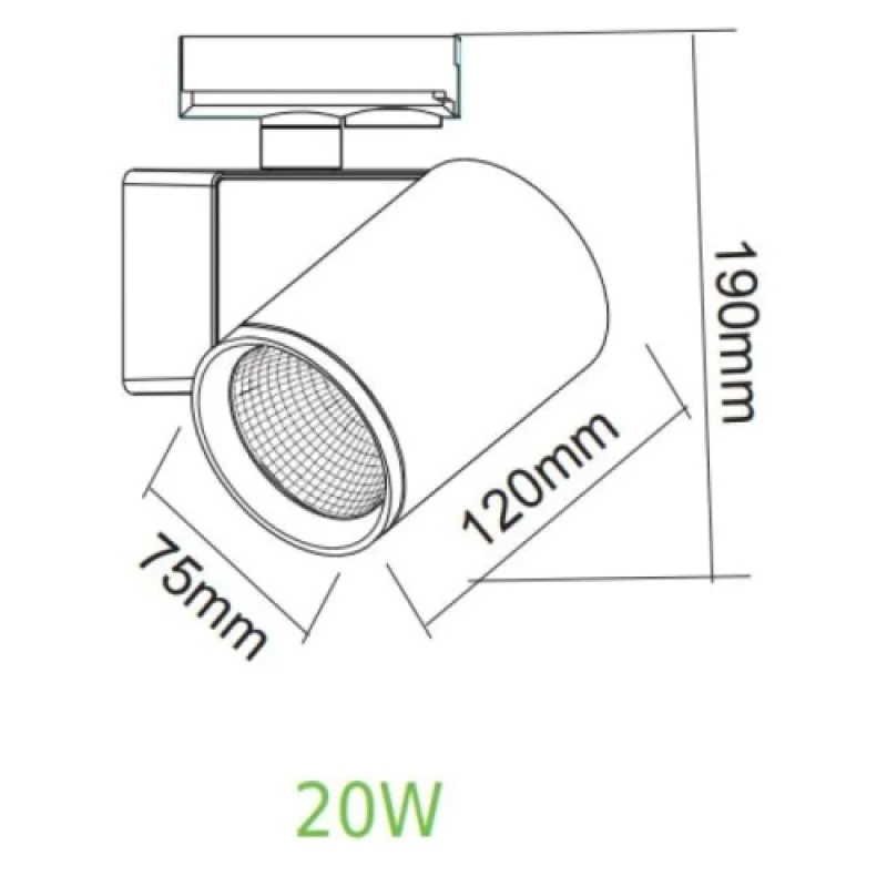 ACA Lighting LISOR2030W2N – LED прожектор за монофазна шина в бял, 1x20W, 3000K