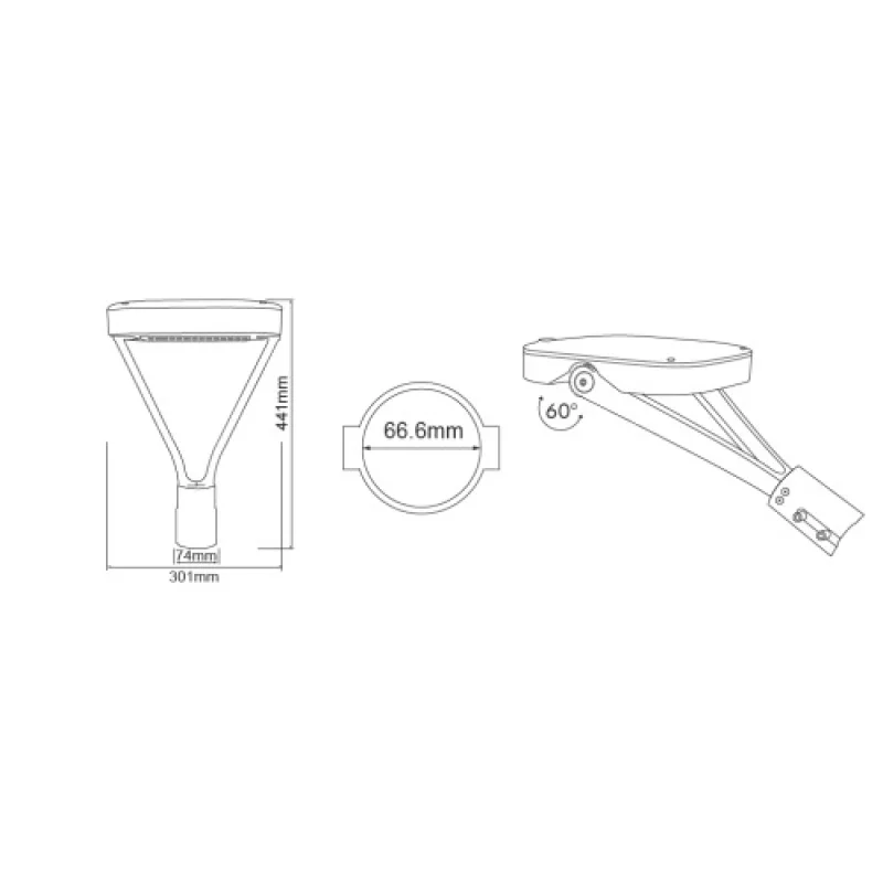 Inge 30W 3000K INGE30CCT – ACA Lighting LED street lamp in dark grey, 30W