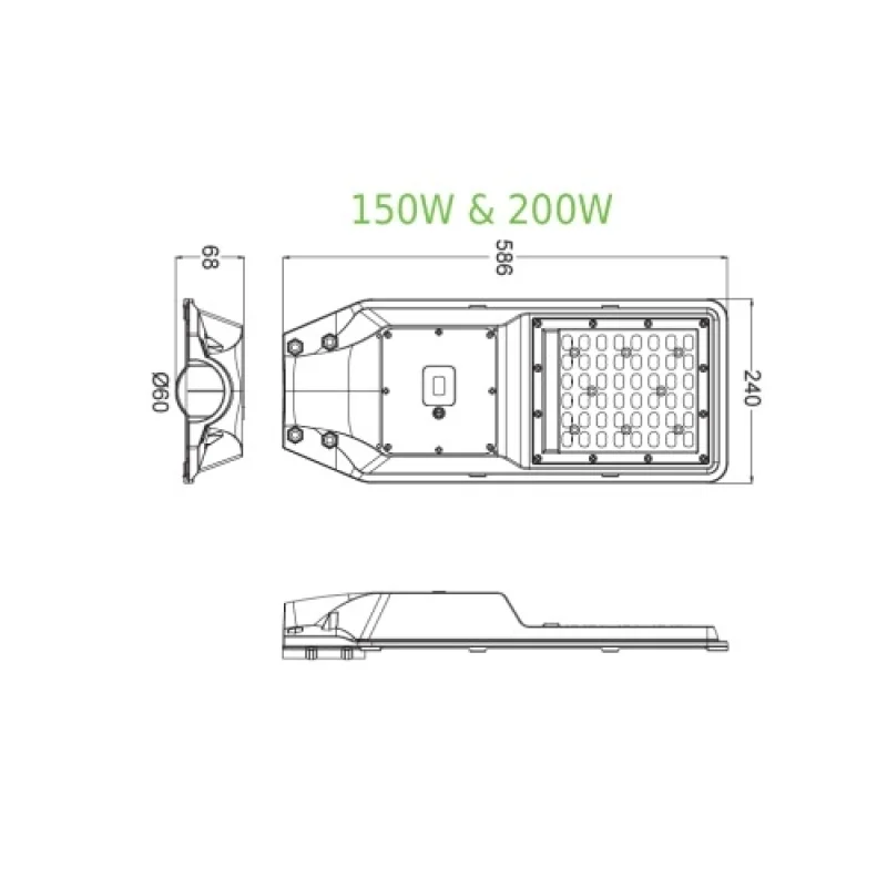 Lane 15 LANE15040 – ACA Lighting LED улична соларна лампа в сив, 150W