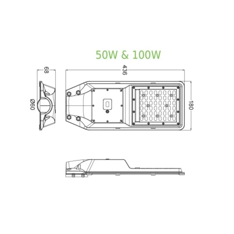 Lane 10 LANE10040 – ACA Lighting LED улична соларна лампа в сив, 100W
