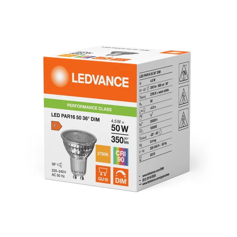 LED044984 – LEDVANCE LED lamp, 4.5W, 350lm, 2700K, IP20, transparent