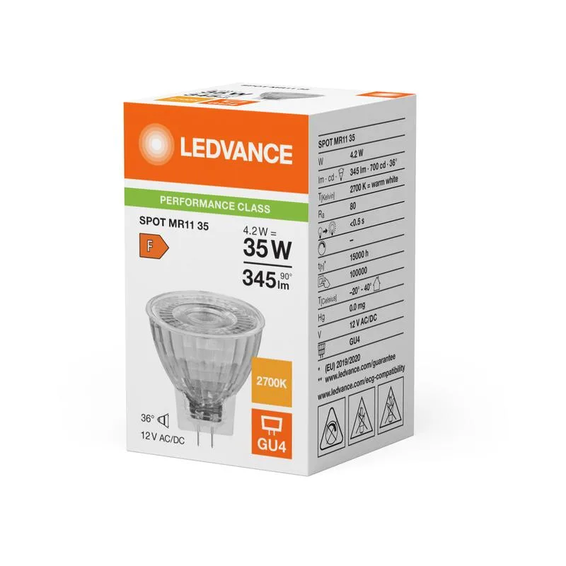LED050329 – LEDVANCE LED lamp, 4.2W, 345lm, 2700K, IP20, transparent