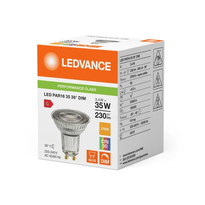 LED059872 – LEDVANCE LED крушка, 3.4W, 230lm, 2700K, IP20, прозрачен