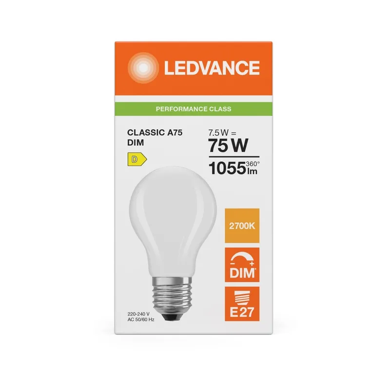 LED060977 – LEDVANCE LED крушка, 7.5W, 1055lm, 2700K, IP20, бял