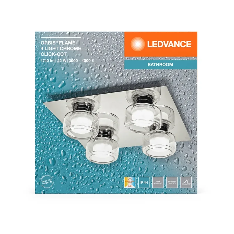 LED276255 – LEDVANCE pendant light, 22W, 1400lm, 3000K-4000K, IP44, chrome