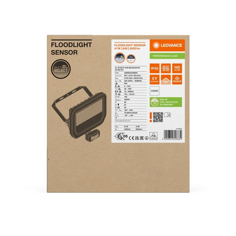 LED306884 – LEDVANCE LED прожектор, 41W / 27W, 5500lm / 3670lm, 3000K, IP65, бял